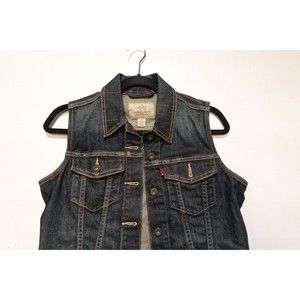 Levi Strauss womens Stretch Denim Jean trucker Vest Cotton Spandex size Small S